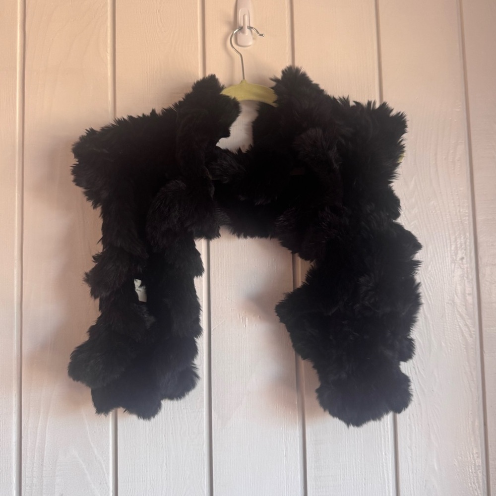 Lord & Taylor Black Rabbit Fur Scarf